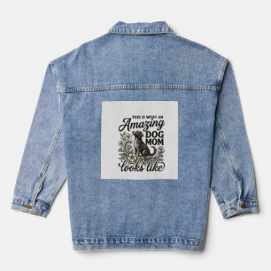 Erstaunliche Hundefrau Retro-Blumen-Hundeliebhaber Jeansjacke