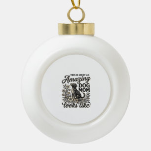 Erstaunliche Hundefrau Retro-Blumen-Hundeliebhaber Keramik Kugel-Ornament