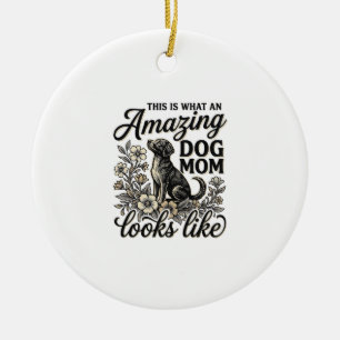 Erstaunliche Hundemutter Vintage-Blumen-Hundeliebh Keramik Ornament