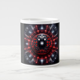 Erstaunliche rote/schwarze karierte Mandelbrot-Ste Jumbo-Tasse