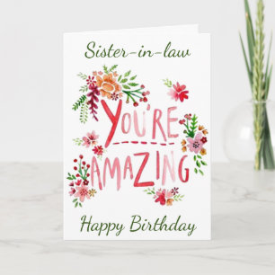 ERSTAUNLICHE SCHWÄGERIN ZUM GEBURTSTAG Karte