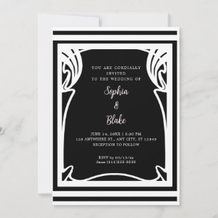 Erstaunliche schwarz-weiße Art Deco-Hochzeit Einladung