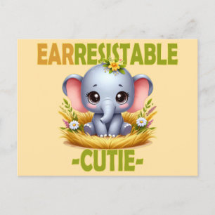 Erstaunliche Süsse Spaß Pun. Baby Elephant Cartoon Postkarte