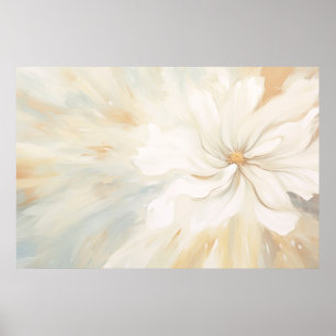 Erstaunliche weiße Blume abstrakte Malerei. Poster