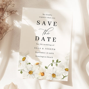 Erstaunliche weiße Frühlingsblumen-Hochzeit Save The Date