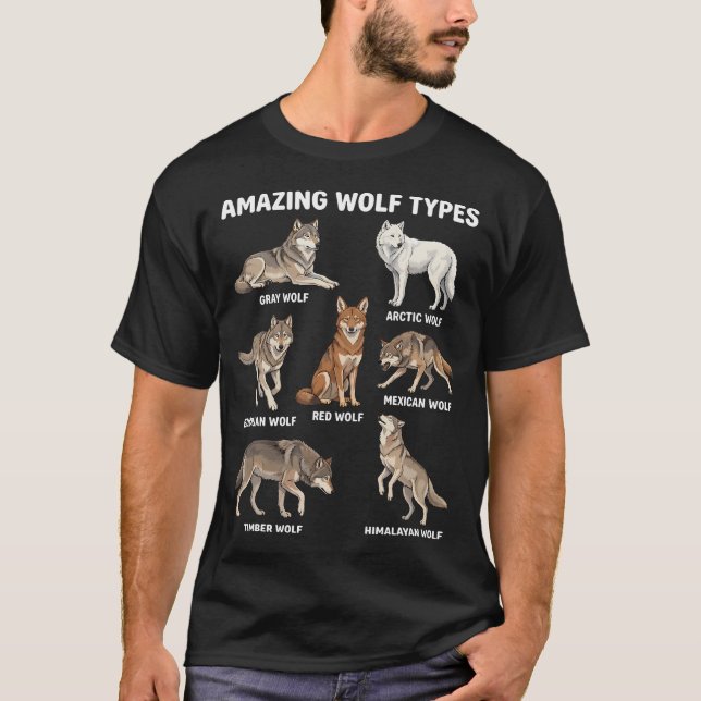 Erstaunliche Wolfstypen Tierarten Wölfe T-Shirt (Vorderseite)