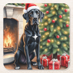 Erstaunlicher Great Dane Weihnachten Rechteckiger Pappuntersetzer