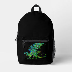 Erstaunlicher grüner Mosaikdrache  Bedruckter Rucksack