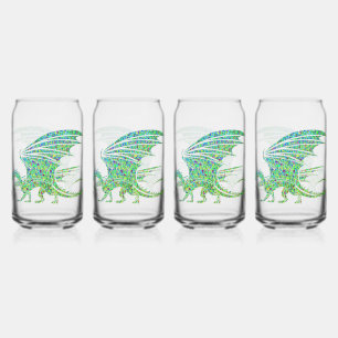 Erstaunlicher grüner Mosaikdrache  Dosenglas
