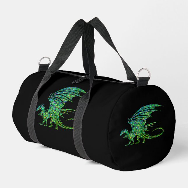 Erstaunlicher grüner Mosaikdrache  Duffle Bag (Linke Seite)