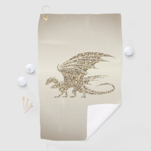 Erstaunlicher Mosaik-Drache Golden Golfhandtuch