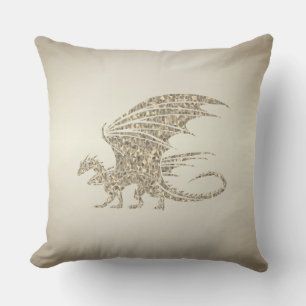 Erstaunlicher Mosaik-Drache Golden Kissen