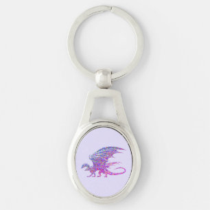Erstaunlicher Mosaik-Drache Lila Schlüsselanhänger