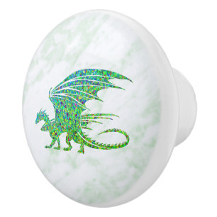 Erstaunlicher Mosaik-Grüner-Drache Persönlich Keramikknauf