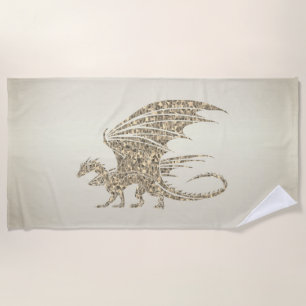 Erstaunlicher Mosaikdrache Golden Strandtuch