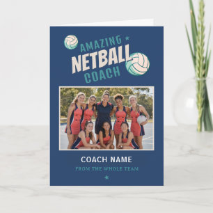 Erstaunlicher Netball-Trainer Personalisierter Nam Dankeskarte