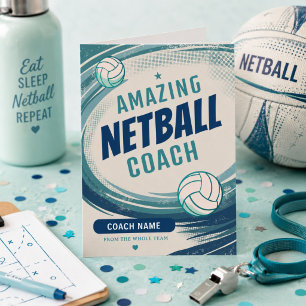 Erstaunlicher Netball-Trainer Personalisierter Nam Dankeskarte