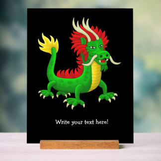 Erstaunlicher süßer grüner chinesischer Drache Acrylschild