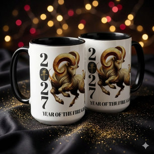 Erstaunliches Gold Chinesisches Jahr des Feuerzieg Tasse
