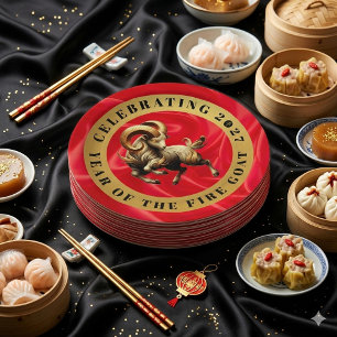 Erstaunliches Rot-Gold Chinesisches Jahr des Feuer Pappteller