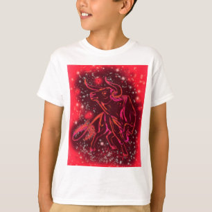 Erstaunliches rotes Neon-Bull-Running-Kinder-T-Shi T-Shirt