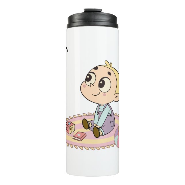 Erstaunter Junge Illustration Thermosbecher (Vorderseite)