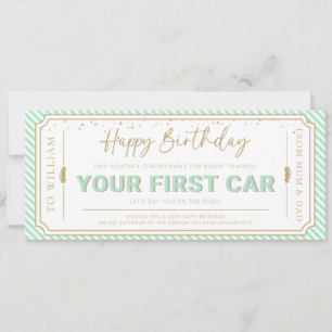 Erstauto-Geburtstagsgeschenk-Gutschein Karte