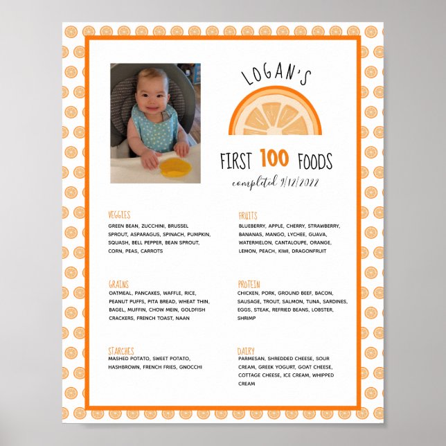 Erste 100 Foods Boy Baby Weaning Poster (Vorne)