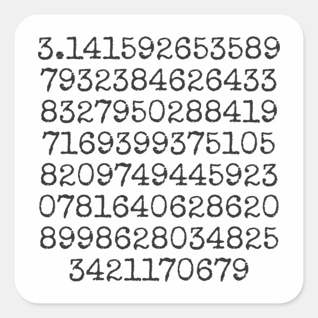 Erste 100 Ziffern des Pi-Aufklebers Quadratischer Aufkleber (Vorderseite)