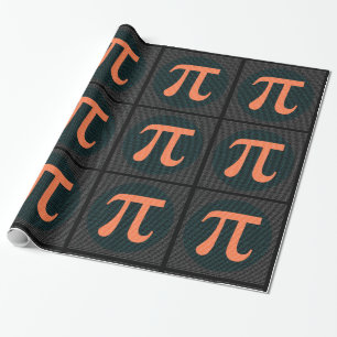 Erste 10.000 Stellen Pi in blau und orange Geschenkpapier