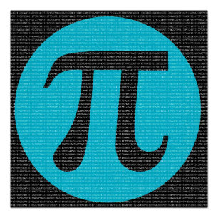 Erste 10.000 Ziffern von Pi, blau auf schwarz Poster