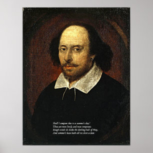 Erste 4 Linien des Sonetts # 18 durch Shakespeare Poster