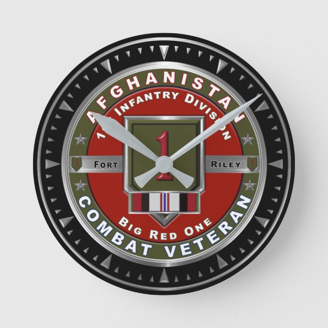 Erste Abteilung Infanterie Afghanistan Veteran Runde Wanduhr (Vorderseite)