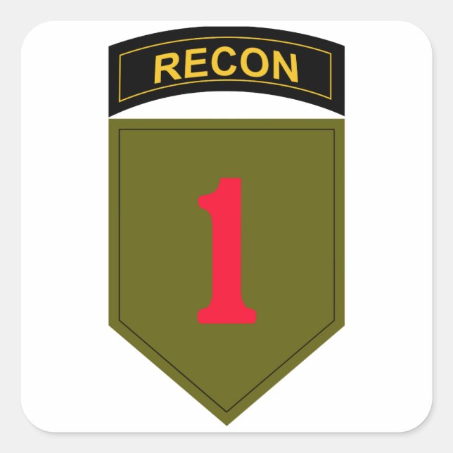 Erste Abteilung Infanterie Recon Quadratischer Aufkleber (Vorderseite)