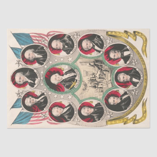 Erste amerikanische Präsidenten stellten 1844 Lith Seidenpapier (Vorderseite)