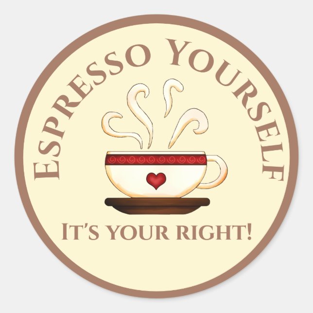 Erste Änderung: Espresso selbst Runder Aufkleber (Vorderseite)