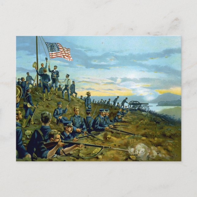 Erste Anhebung der amerikanischen Flagge in Kuba Postkarte (Vorderseite)