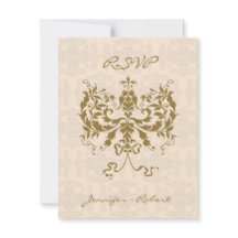 Erste Antwortkarte für Creme und Gold Damask