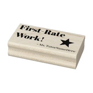 "Erste Arbeit!" + Benutzerdefinierter Tutor-Name Gummistempel