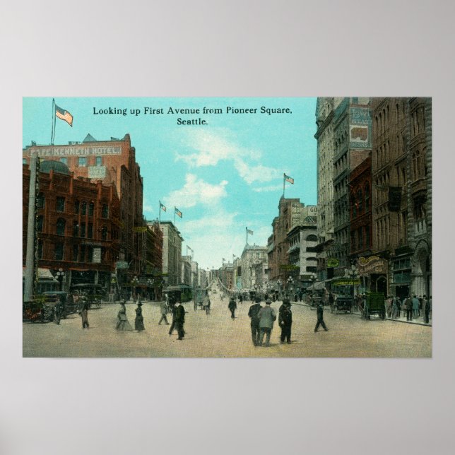 Erste Ave-Aussicht von der Pioneer Avenue aus Poster (Vorne)
