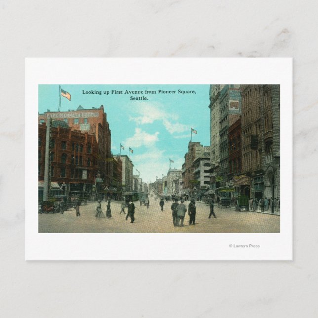 Erste Ave-Aussicht von der Pioneer Avenue aus Postkarte (Vorderseite)