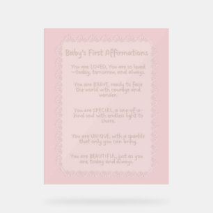 Erste Bejahungen für das Baby   Positive Kinderzim Acrylschild