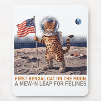 Erste Bengalkatze auf dem Mond - Retro Weltraumkat Mousepad