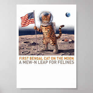 Erste Bengalkatze auf dem Mond - Retro Weltraumkat Poster
