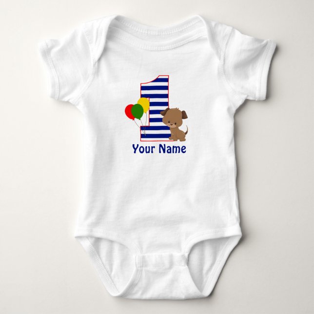 Erste BIrdday-Shirt der Welpenflotte Baby Strampler (Vorderseite)