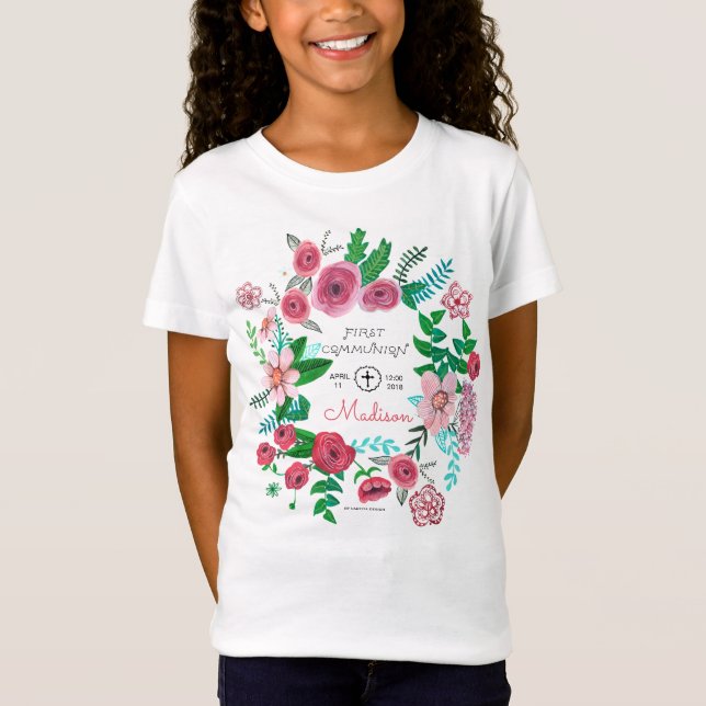 Erste Blume der Heiligen Kommunion Kinder | T - SH T-Shirt (Vorderseite)