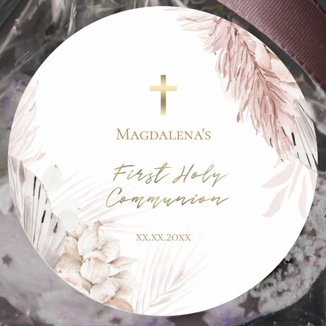 Erste Blume der Heiligen Kommunion Runder Aufkleber (Von Creator hochgeladen)