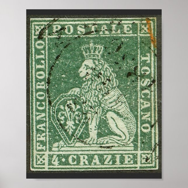 Erste Briefmarke - Toskana (1851) Poster (Vorne)