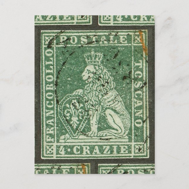 Erste Briefmarke - Toskana (1851) Postkarte (Vorderseite)