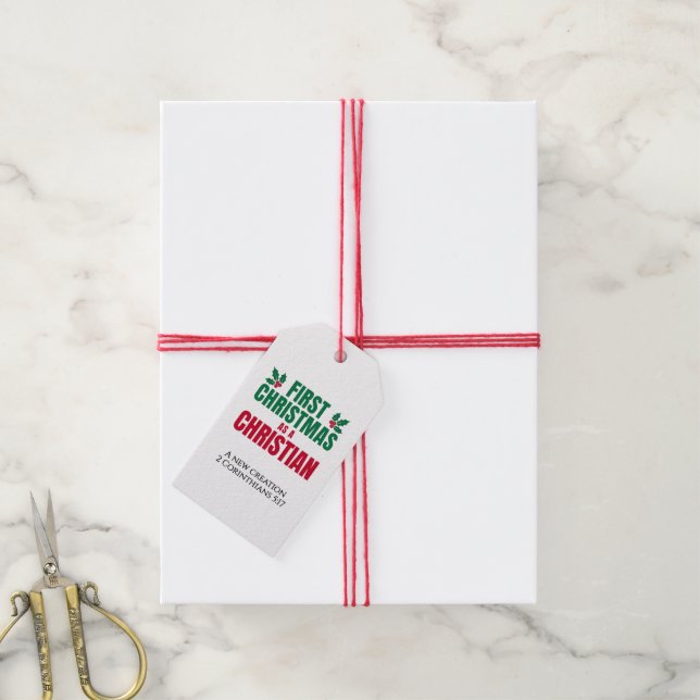 ERSTE CHRISTMAS ALS CHRISTLICHER neuer Glaube Geschenkanhänger (Mit Garn)